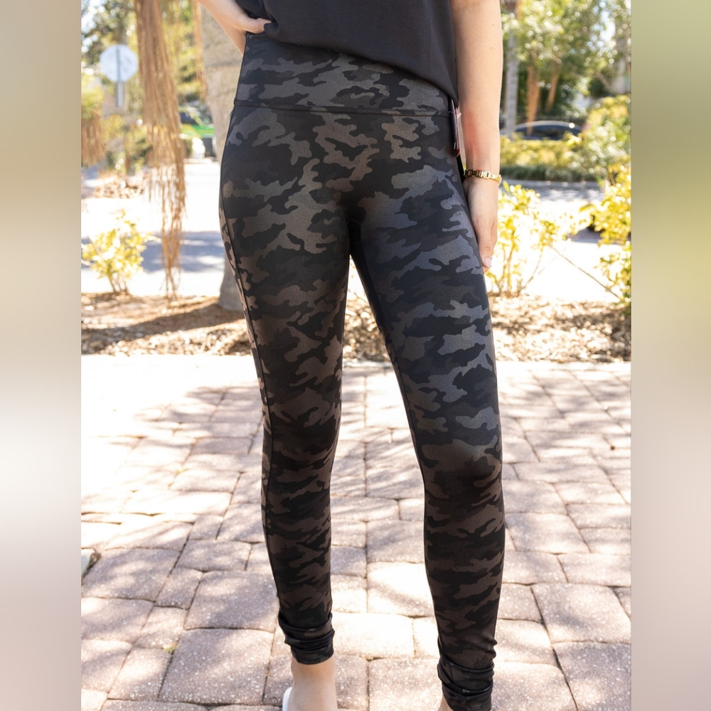 Spanx Faux Leather Camo Print Leggings